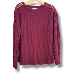 Maurices women's Wide Ribbed Lace Back Pullover Top - small
